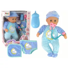 Baby Doll Sound Dummy előke kék macskás pizsama