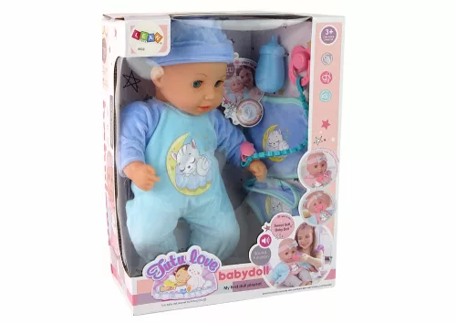 Baby Doll Sound Dummy előke kék macskás pizsama