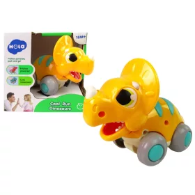 Dinoszaurusz kerekeken sárga Triceratops figura