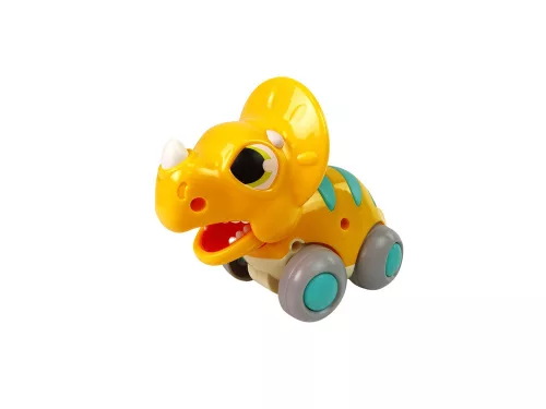 Dinoszaurusz kerekeken sárga Triceratops figura