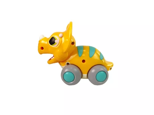 Dinoszaurusz kerekeken sárga Triceratops figura