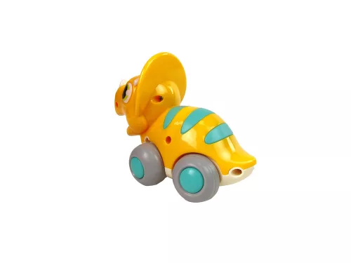 Dinoszaurusz kerekeken sárga Triceratops figura