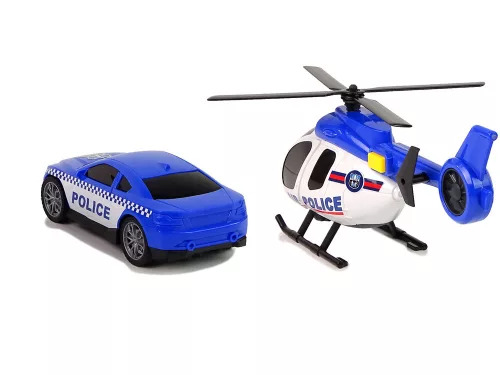 Rendőrautó-szállító készlet helikopter hangjelzővel