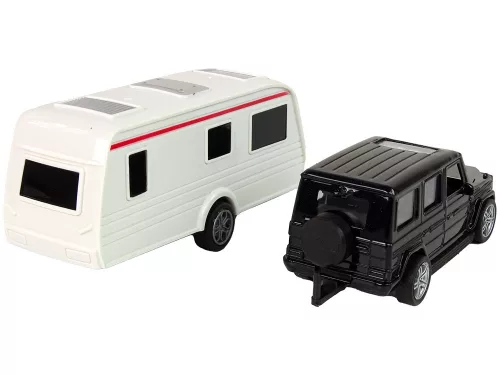 Jeep fekete lakókocsi járműszett fém elemek