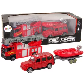 Tűzoltó járműszett húzómotoros Jeep piros
