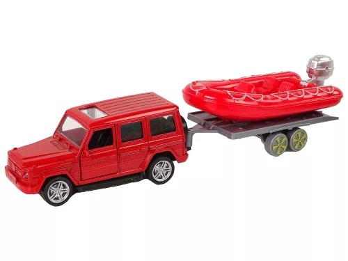 Tűzoltó járműszett húzómotoros Jeep piros