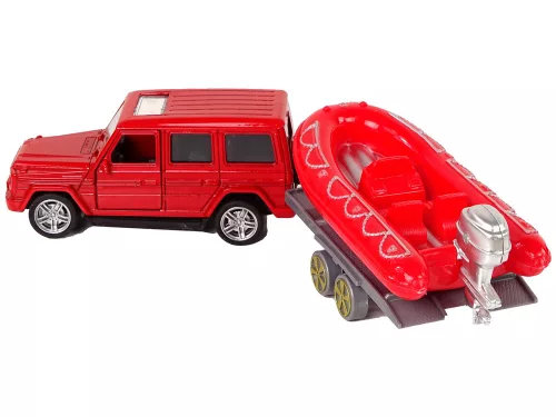 Tűzoltó járműszett húzómotoros Jeep piros