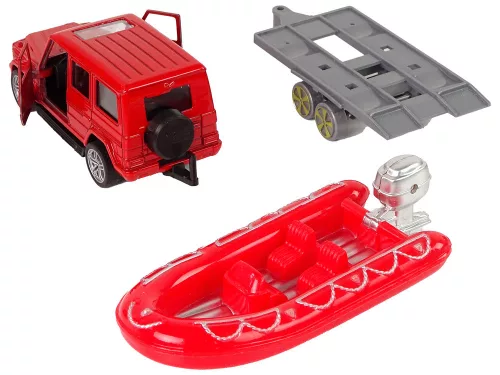 Tűzoltó járműszett húzómotoros Jeep piros