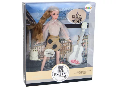 Gyerekbaba Emily gitárszemüveggel Hosszú szőke hajú cica