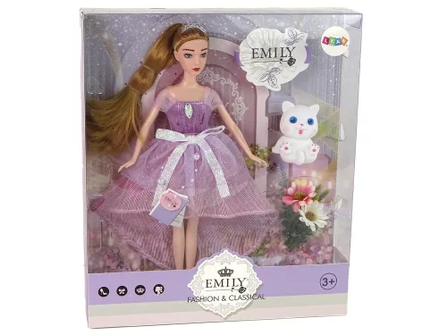 Emily Hosszú Hajú Fehér Macska Baba