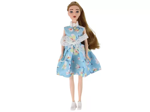 Gyerekbaba Emily Spring Hosszú Hajú Kék Ruhás Cica