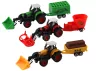 Traktor pótkocsival, kotrógép, buldózer, mezőgazdasági gép, 3 színben