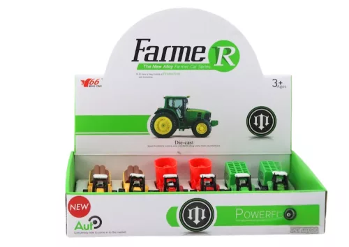 Traktor pótkocsival, kotrógép, buldózer, mezőgazdasági gép, 3 színben