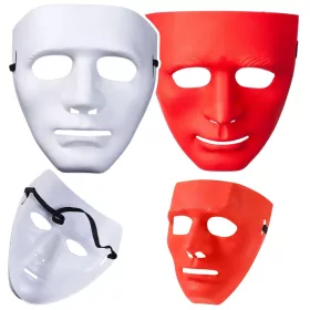 Névtelen Karneváli Maszk Halloweenre Rugalmas Fehér Piros