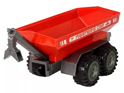 Zöld traktor piros utánfutóval fraktálhajtás