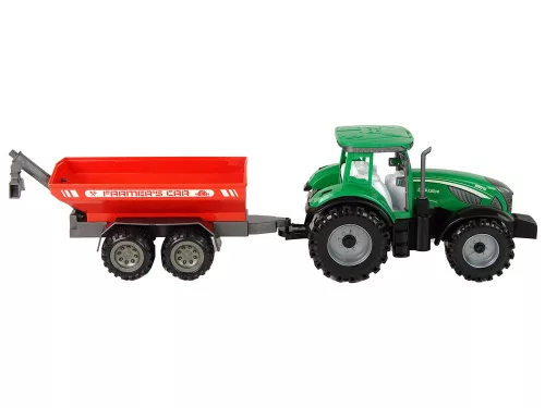 Zöld traktor piros utánfutóval fraktálhajtás