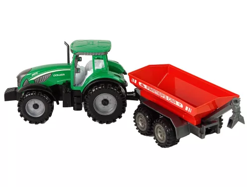Zöld traktor piros utánfutóval fraktálhajtás