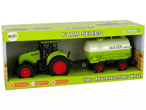Traktor nagy kerekű utánfutóval Green Farm