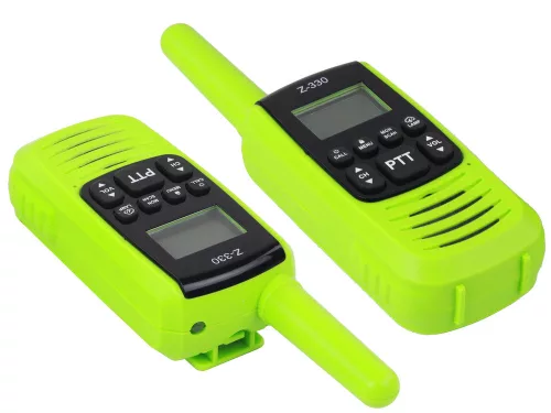Walkie-Talkie zöld, 3 km-es hatótávolságú, kommunikációs eszköz