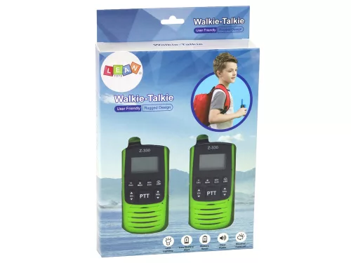 Walkie-Talkie zöld, 3 km-es hatótávolságú, kommunikációs eszköz