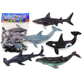   A legnagyobb tengeri állatok, kardszárnyú delfin, bálnacápa figuráinak szettje 6 db