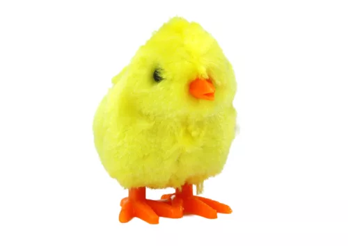 Ugráló Felhúzható Csirke Plüss Sárga