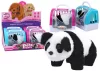 Interaktív plüss panda rózsaszín kék szállítóban