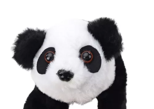 Interaktív plüss panda rózsaszín kék szállítóban