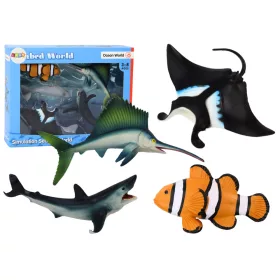 Tengeri állatfigura szett cápa delfin rája 5 db