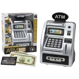   ATM malacpersely gyerekeknek, akik megtanulnak spórolni ezüstfekete