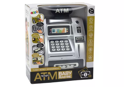 ATM malacpersely gyerekeknek, akik megtanulnak spórolni ezüstfekete