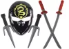 Ninja harcos maszk szett kardok tőrök piros dekorációk