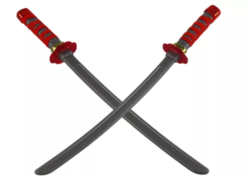 Ninja harcos maszk szett kardok tőrök piros dekorációk
