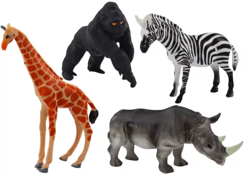 Afrikai Állatfigurák Szett 4 Darab Zsiráf Gorilla