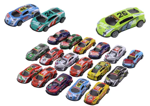 Játékautó készlet, Rugók, Sportversenyautók 1:64, 20 db.