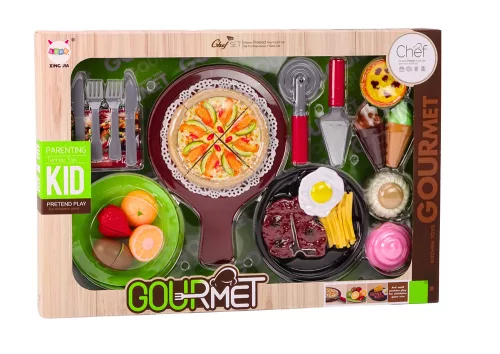 Gyorséttermi szett Gyümölcsök Steak Fagylalt Kiegészítők Pizza Hasábburgonya 26 db.