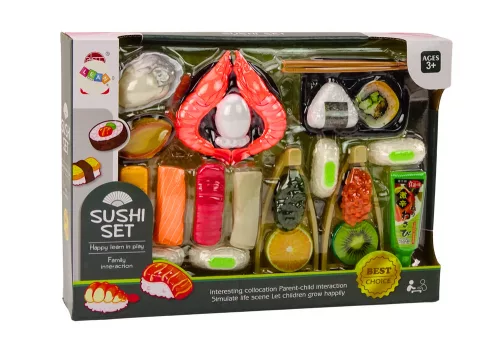 Sushi játékkészlet, garnélarák kiegészítők gyerekeknek, 24 darab.