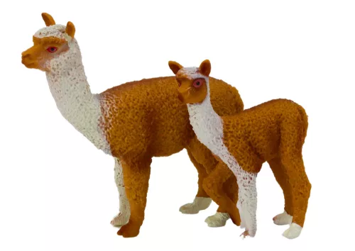 Felnőtt láma figura 8 cm, fiatal lámával 6 cm, Állatok a Világból