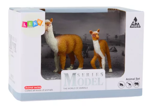 Felnőtt láma figura 8 cm, fiatal lámával 6 cm, Állatok a Világból