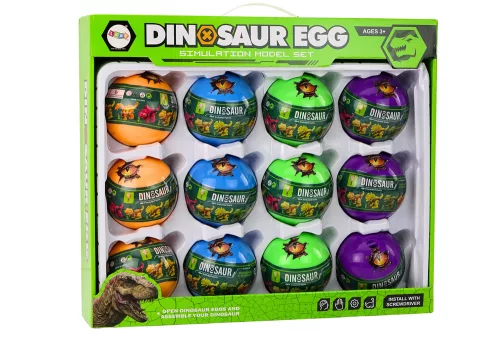 Dinoszaurusz guruló tojások 12 darabos szett színes