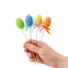 Húsvéti tojások dróton, színes mintákból készült szalagdíszítéssel, 6 db-os mintákkal