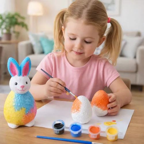 Nyuszi hungarocell dekorációk festőkészlet 2 tojás festékek