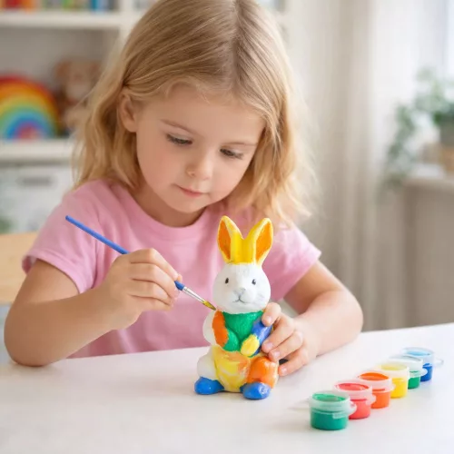 Húsvéti szett hungarocell tojások 3 db nyuszi figura festékek