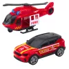 Tűzoltóautó, vontató, helikopter, autó, lámpák, piros hangok