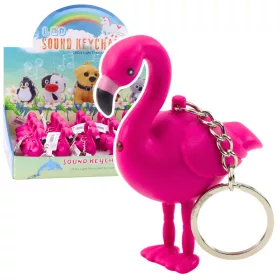 Flamingo hátizsák kulcstartó LED hangokkal rózsaszín