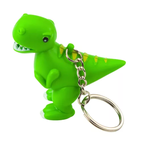 Dinoszaurusz hátizsák kulcstartó LED zseblámpa zöld hangokkal