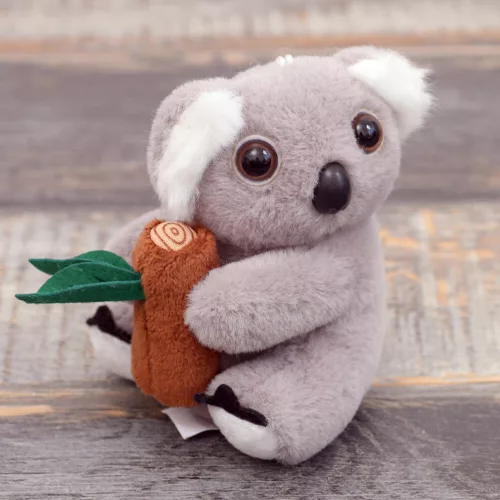 Plüss Koala Kulcstartó Ággal Szürke Karabinerrel Arany 12cm