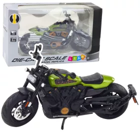   Motorkerékpár Chopper Fém Világítás Hangok Fekete Zöld Elemek 1:12