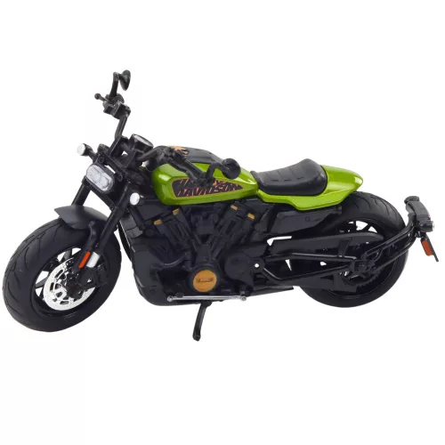 Motorkerékpár Chopper Fém Világítás Hangok Fekete Zöld Elemek 1:12