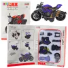 Motorkerékpár Játék Csavarok Összeszereléséhez Fém 1:14 DIY Fekete és Kék